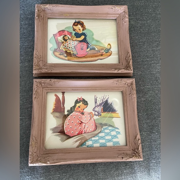 Upcycled Vintage frames with vintage children’s prints - Picture 2 of 15